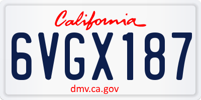 CA license plate 6VGX187