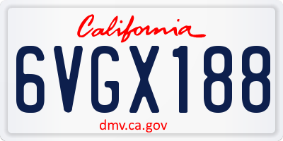 CA license plate 6VGX188