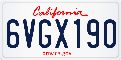 CA license plate 6VGX190