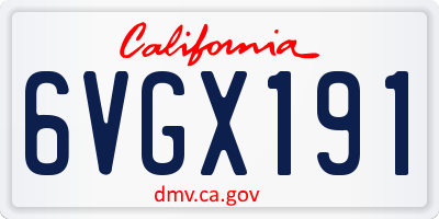 CA license plate 6VGX191