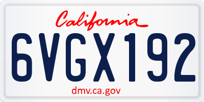 CA license plate 6VGX192