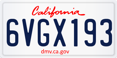 CA license plate 6VGX193