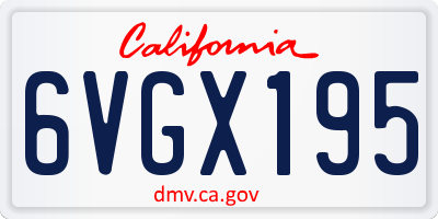 CA license plate 6VGX195