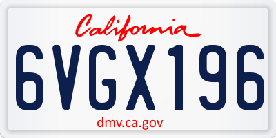 CA license plate 6VGX196