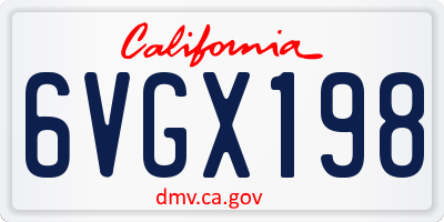 CA license plate 6VGX198