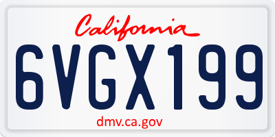 CA license plate 6VGX199