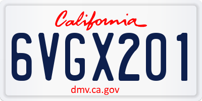 CA license plate 6VGX201