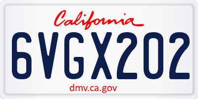 CA license plate 6VGX202