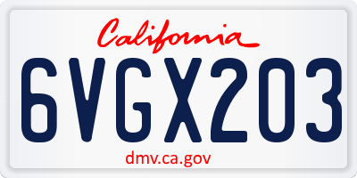 CA license plate 6VGX203
