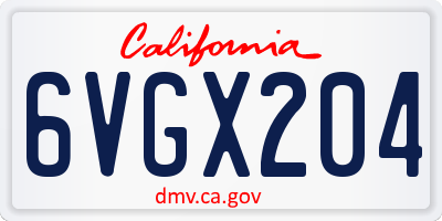 CA license plate 6VGX204