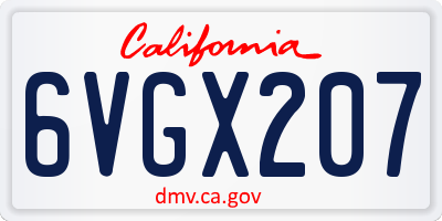 CA license plate 6VGX207