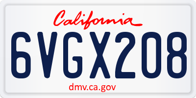 CA license plate 6VGX208