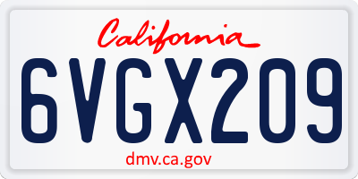 CA license plate 6VGX209