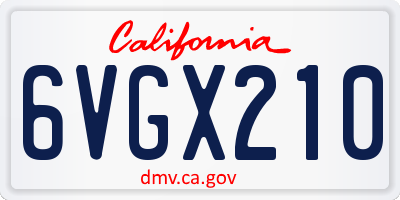 CA license plate 6VGX210