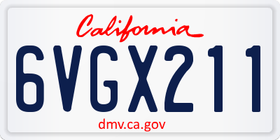 CA license plate 6VGX211