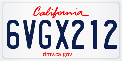 CA license plate 6VGX212