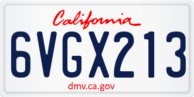 CA license plate 6VGX213