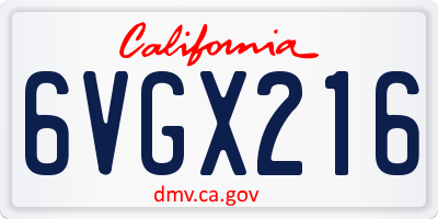 CA license plate 6VGX216