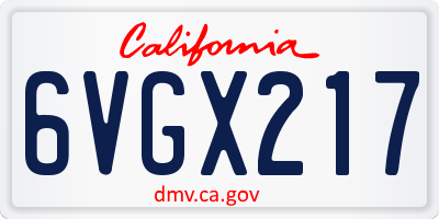 CA license plate 6VGX217