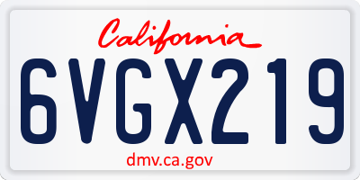 CA license plate 6VGX219