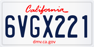 CA license plate 6VGX221