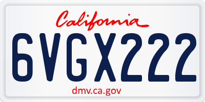 CA license plate 6VGX222
