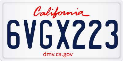 CA license plate 6VGX223
