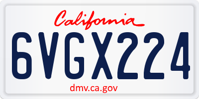 CA license plate 6VGX224