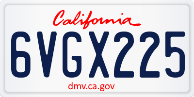 CA license plate 6VGX225