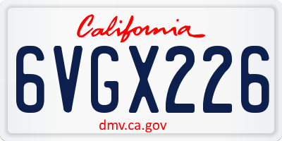 CA license plate 6VGX226