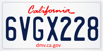 CA license plate 6VGX228
