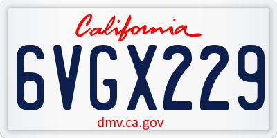 CA license plate 6VGX229