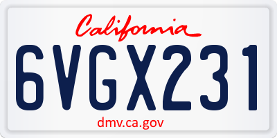 CA license plate 6VGX231