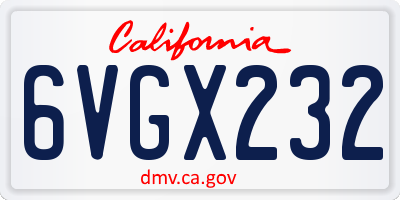 CA license plate 6VGX232