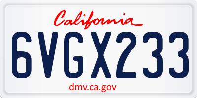 CA license plate 6VGX233