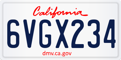 CA license plate 6VGX234