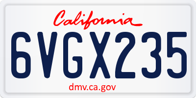CA license plate 6VGX235