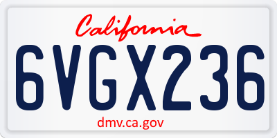 CA license plate 6VGX236