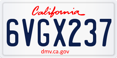 CA license plate 6VGX237