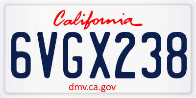 CA license plate 6VGX238