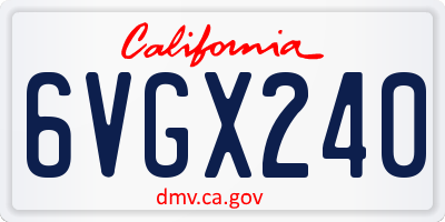 CA license plate 6VGX240
