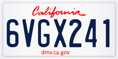 CA license plate 6VGX241