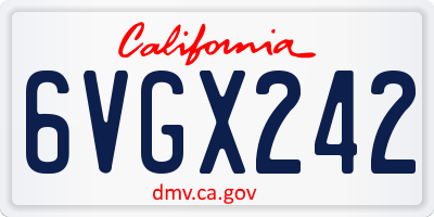 CA license plate 6VGX242