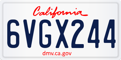 CA license plate 6VGX244