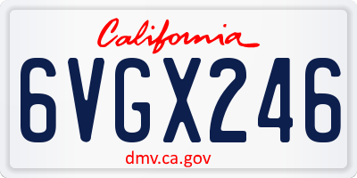 CA license plate 6VGX246