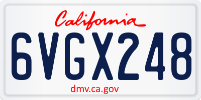 CA license plate 6VGX248