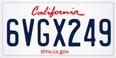 CA license plate 6VGX249