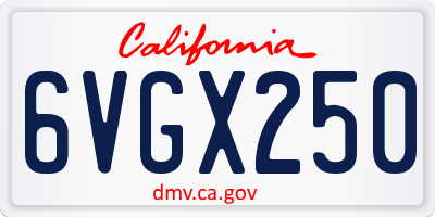 CA license plate 6VGX250