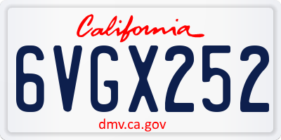 CA license plate 6VGX252