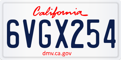 CA license plate 6VGX254